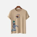 Beige Astronaut Basketball Graphic T-Shirt