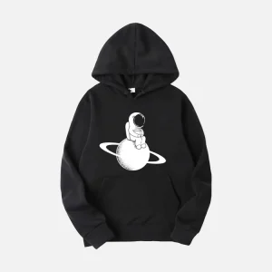 Black Astronaut Planet Graphic Hoodie