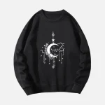 Black Crescent Moon Print Sweatshirt