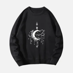 Black Crescent Moon Print Sweatshirt