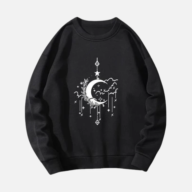 Black Crescent Moon Print Sweatshirt Black Crescent Moon Print Sweatshirt