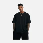 Black Line Art Rose Back Print T-Shirt