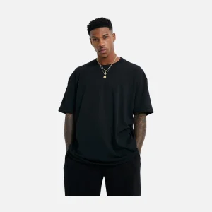 Black Line Art Rose Back Print T-Shirt