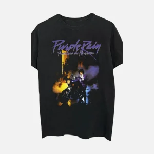 Black Retro Purple Motorcycle Graphic T-Shirt