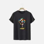 Black Rubik Cube Graphic T-Shirt