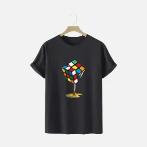 Black Rubik Cube Graphic T-Shirt