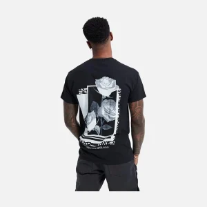 Black White Rose Back Print T-Shirt