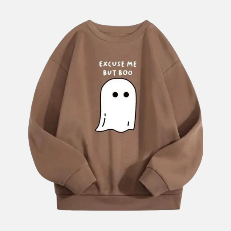 Brown Excuse Me But Boo Ghost Sweatshirt Brown Excuse Me But Boo Ghost Sweatshirt