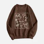Brown Mushroom Sketch Print Sweatshirt