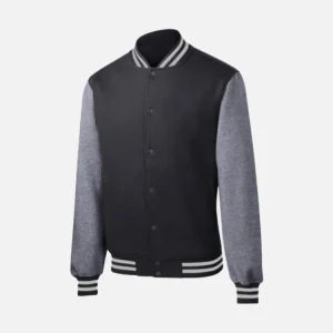 Charcoal Grey Sleeve Letterman Jacket