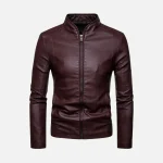 Dark Brown Faux Leather Moto Jacket
