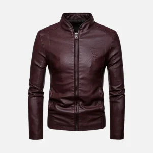 Dark Brown Faux Leather Moto Jacket