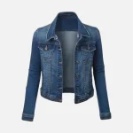 Fitted Cropped Dark Wash Denim Jacket