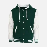 Forest Green Hooded Varsity Jacket