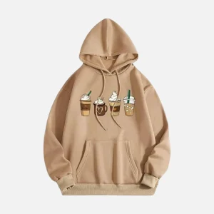Khaki Iced Coffee Graphic Hoodie