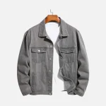 Mens Grey Flap Pocket Denim Jacket