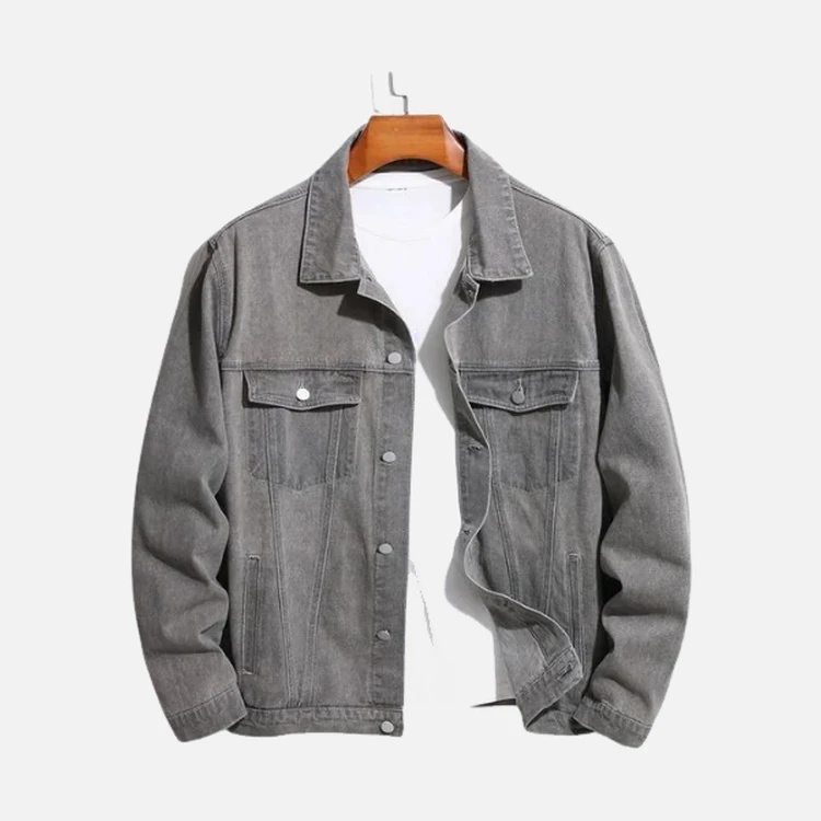 Mens Grey Flap Pocket Denim Jacket Mens Grey Flap Pocket Denim Jacket
