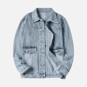 Mens Light Wash Oversized Denim Jacket