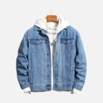Mens Medium Wash Flap Pocket Denim Jacket