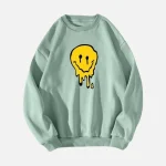 Mint Green Melting Smiley Face Sweatshirt