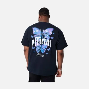 Navy Butterfly Back Print T-Shirt