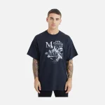 Navy Rose Letter Graphic T-Shirt