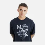 Navy Rose Letter Graphic T-Shirt