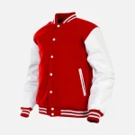 Red And White Leather Sleeve Varsity Jacket
