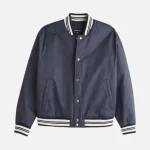 Slate Blue Bomber Varsity Jacket