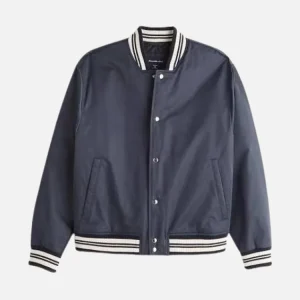 Slate Blue Bomber Varsity Jacket