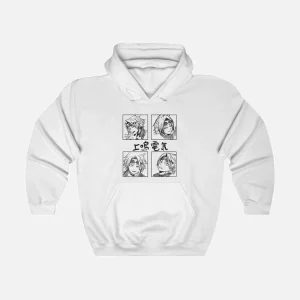 White Anime Character Grid Hoodie