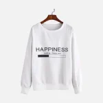 White Happiness Loading Slogan Sweatshirt