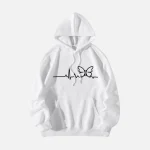 White Heartbeat Butterfly Line Hoodie