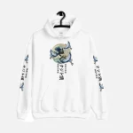 White Japanese Great Wave Print Hoodie