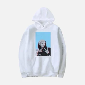 White Photo Print Pullover Hoodie